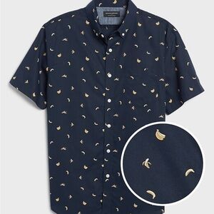 Banana Republic Blue and Yellow Casual Button Down Shirt, Organic Cotton